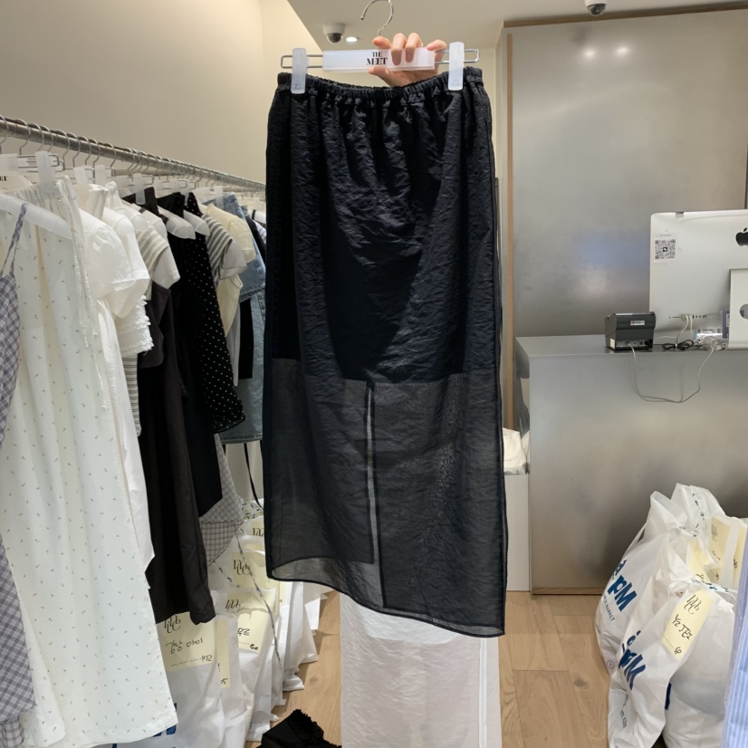 MEET ME直郵韓國代購㊣女裝新品25春夏半身裙中短裙不含腰帶MEET ME半身裙/中短裙圖色2