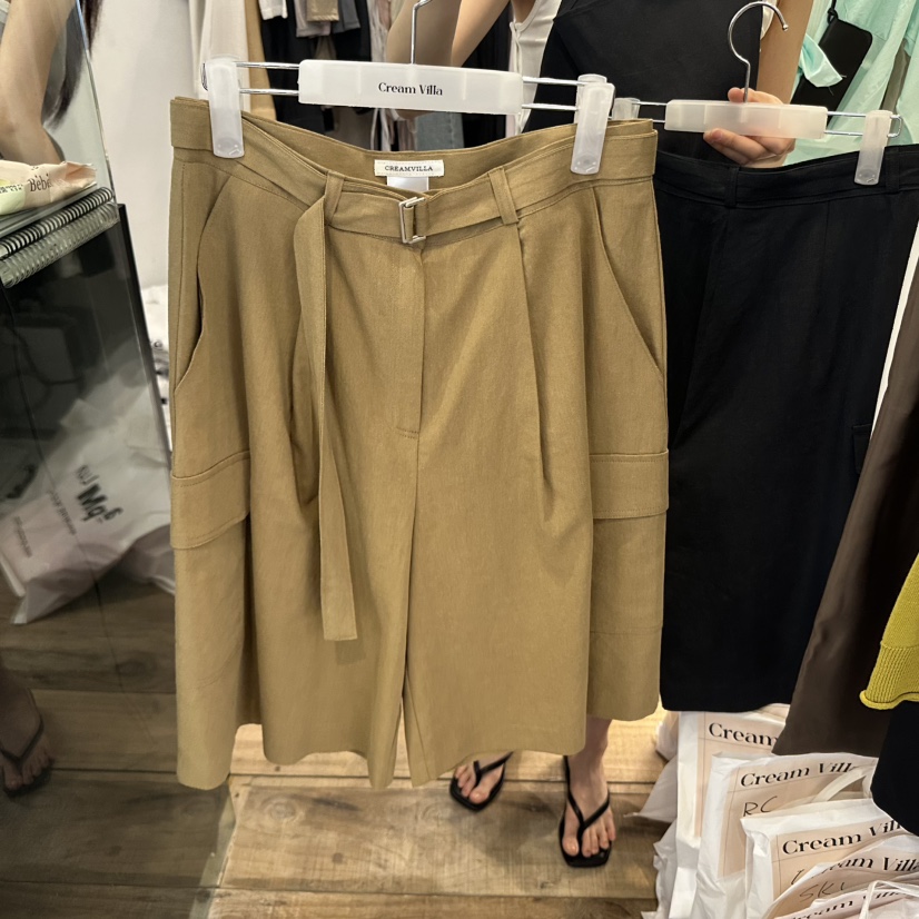 CREAM VILLA韓國直郵㊣東大門實拍女裝新品休閑短褲含腰帶CREAMVILLA短褲圖色2