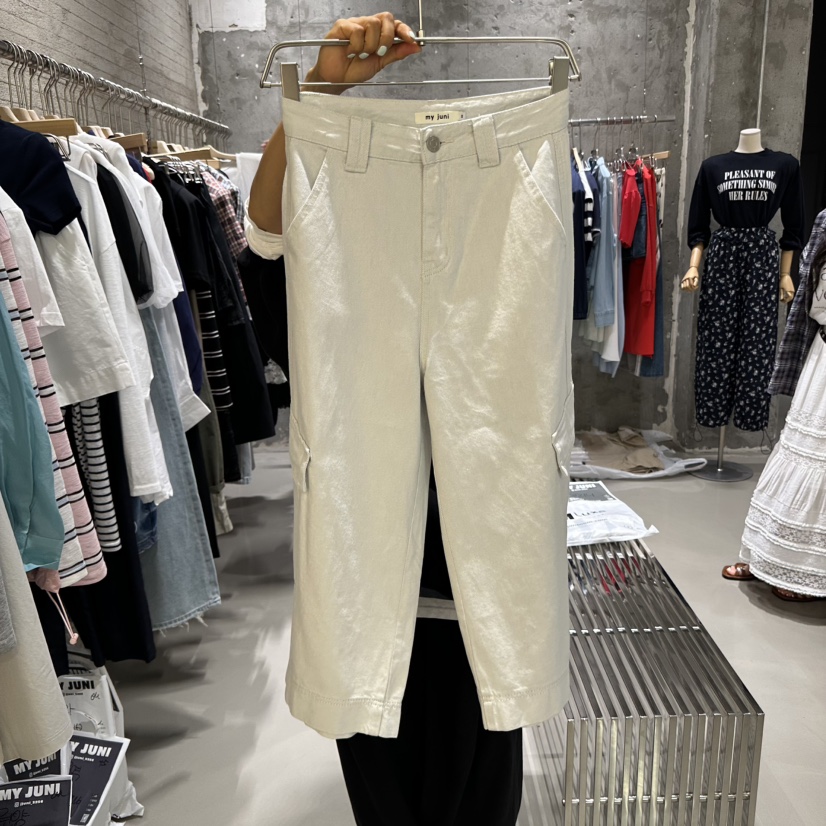 JUNI韓國直郵㊣東大門實拍女裝新品熱賣25春夏人氣休閑褲口袋my juni休閑褲
