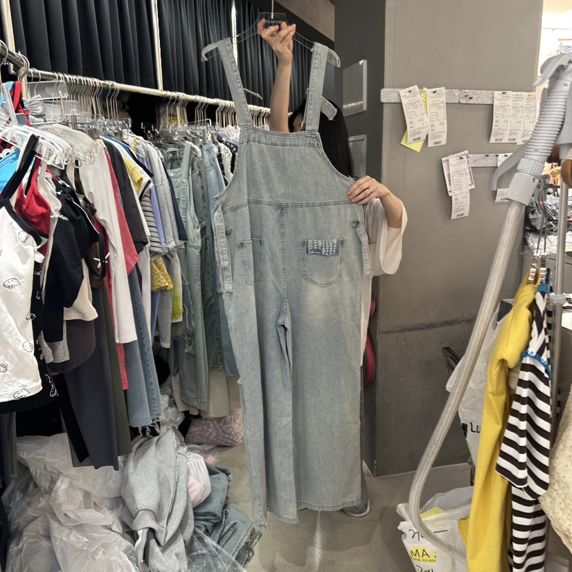 MOMAZU直郵韓國代購㊣女裝新品時尚熱賣25春夏休閑背帶褲口袋MOMAZU背帶褲