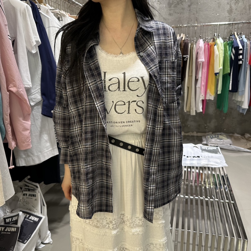 JUNI韓國直郵㊣東大門實拍女裝新款時尚推薦休閑襯衫蕾絲衫my juni襯衫/蕾絲衫圖色2