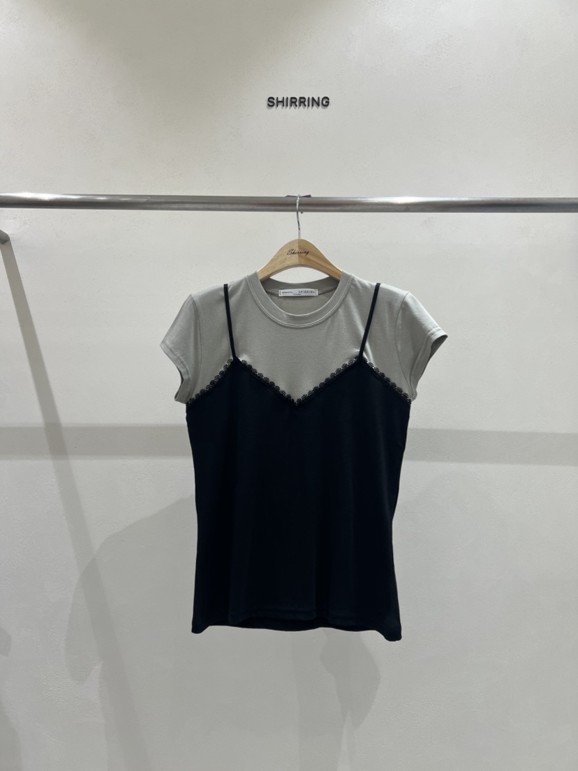 SHIRRING韓國直郵㊣東大門實拍女裝新品人氣時尚25春夏休閑T恤SHIRRINGT恤圖色2