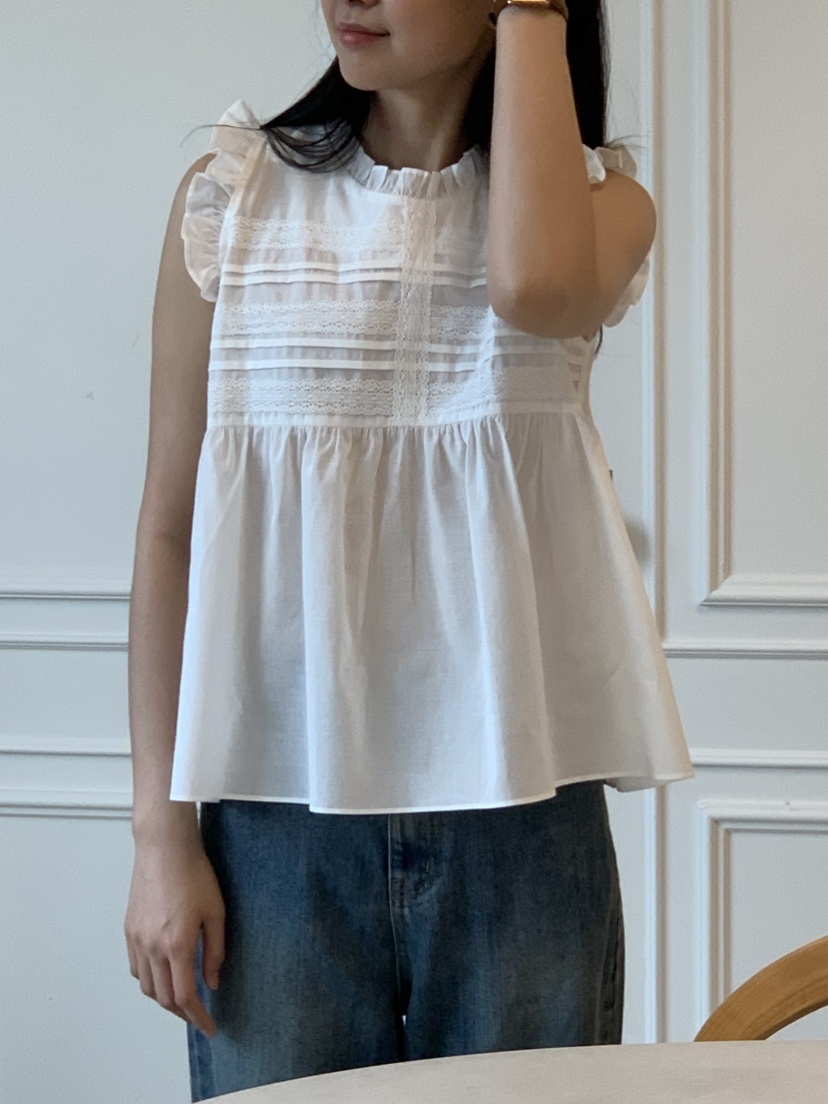 NOUVEAU韓國直郵㊣女裝新品推薦熱賣25春夏休閑襯衫蕾絲衫蕾絲NOUVEAU襯衫/蕾絲衫