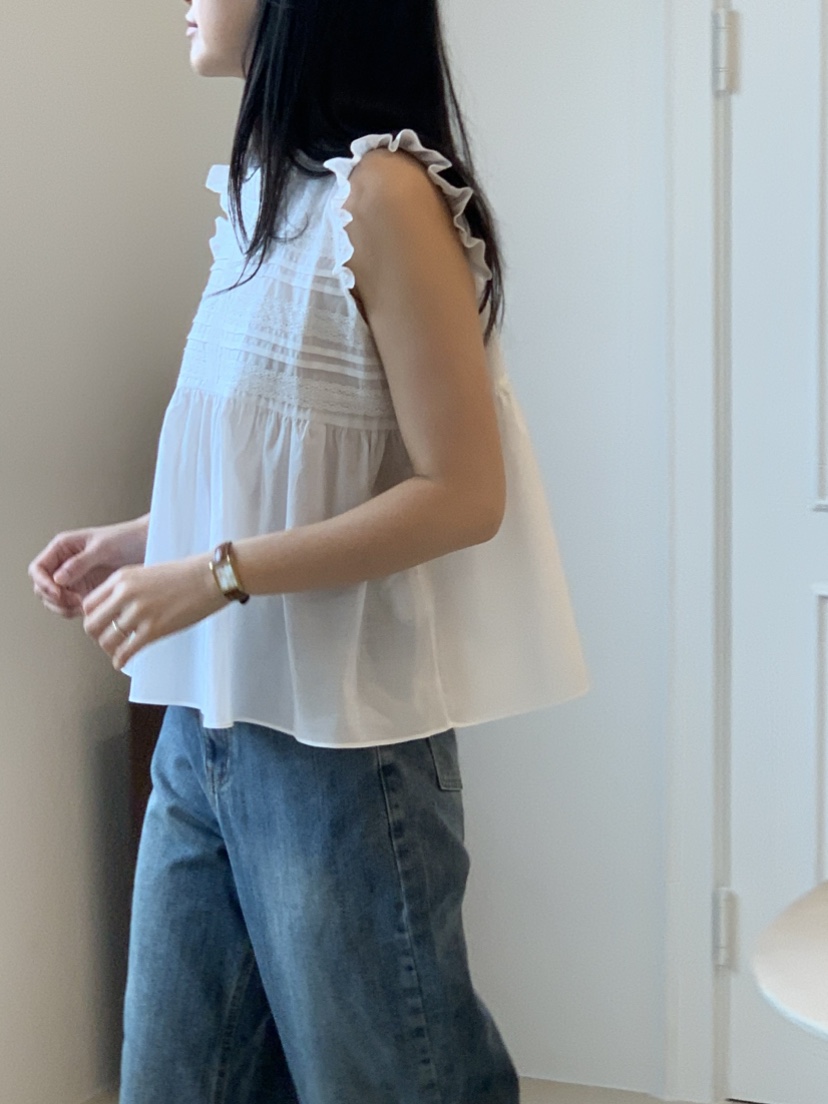 NOUVEAU韓國直郵㊣女裝新品推薦熱賣25春夏休閑襯衫蕾絲衫蕾絲NOUVEAU襯衫/蕾絲衫