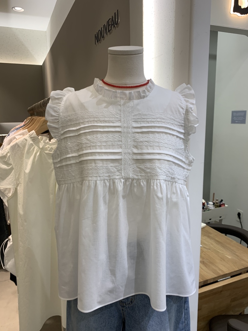 NOUVEAU韓國直郵㊣女裝新品推薦熱賣25春夏休閑襯衫蕾絲衫蕾絲NOUVEAU襯衫/蕾絲衫
