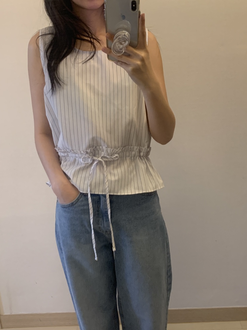 NOUVEAU直郵韓國代購㊣女裝新品25春夏人氣熱賣吊帶背心格紋NOUVEAU吊帶/背心