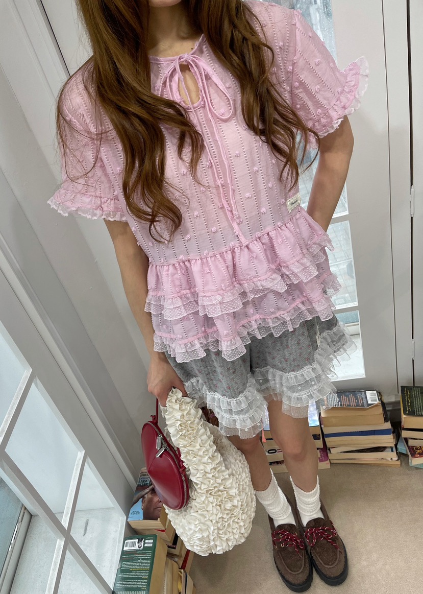 BOUTIQUE-L韓國㊣直郵東大門代購女裝新款休閑時尚襯衫蕾絲衫BOUTIQUE-L襯衫/蕾絲衫