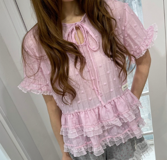 BOUTIQUE-L韓國㊣直郵東大門代購女裝新款休閑時尚襯衫蕾絲衫BOUTIQUE-L襯衫/蕾絲衫圖色2