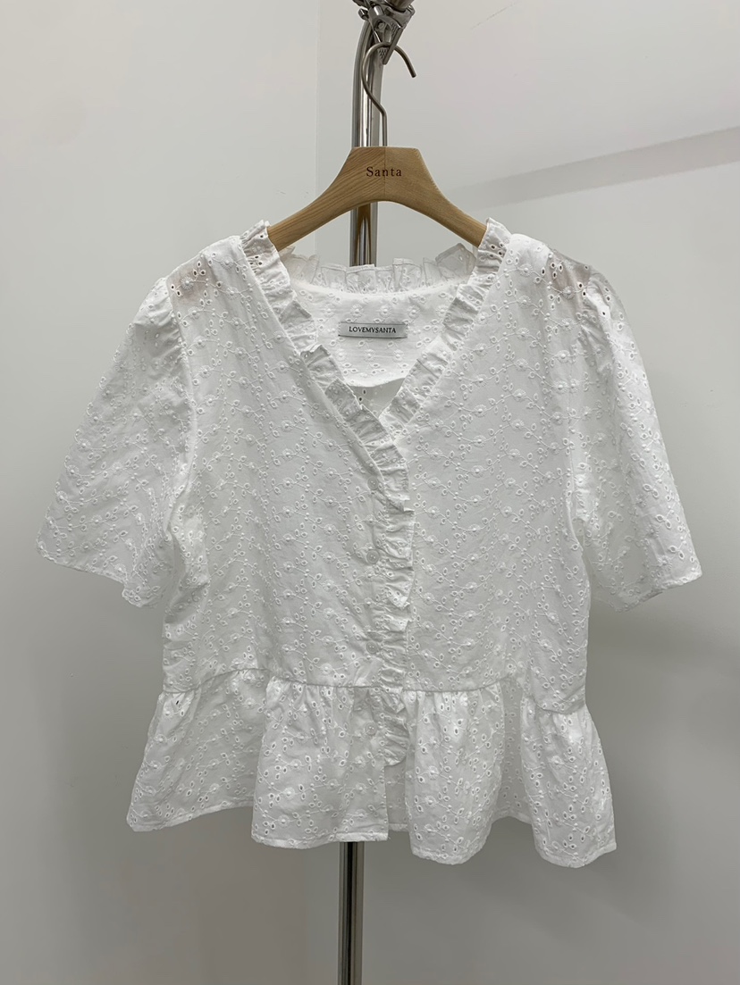 LOVE MY SANTA直郵韓國代購㊣女裝新品人氣襯衫蕾絲衫褶皺Santa/LOVE MY SANTA襯衫/蕾絲衫