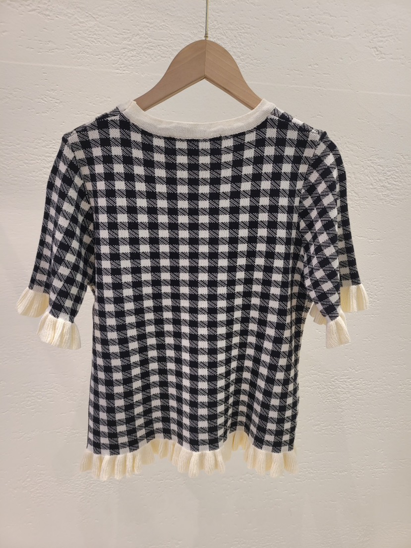 空韓國直郵㊣女裝新品休閑熱賣人氣25春夏時尚推薦針織衫格紋THE OTHER針織衫