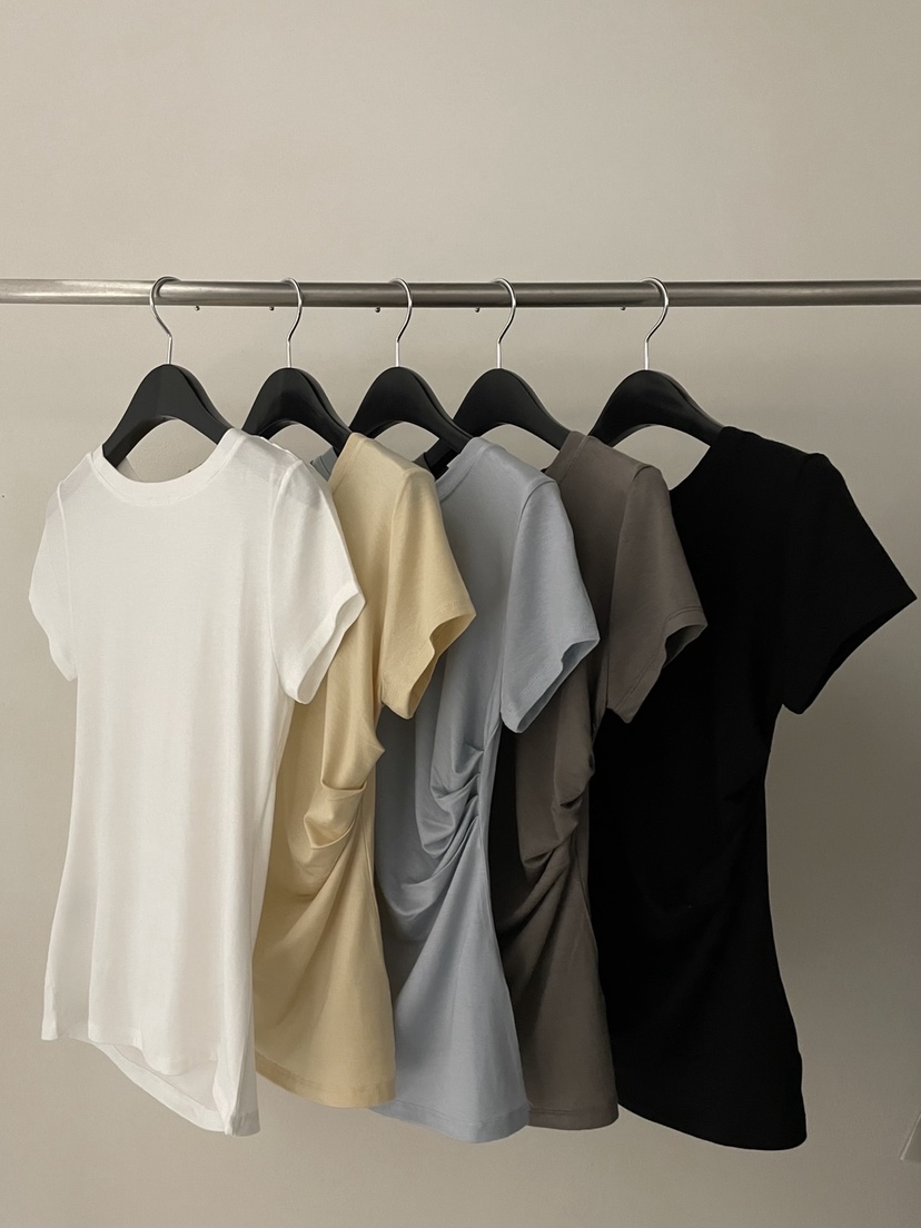 FLAT GARDEN/LA MUETTE/JAMIESTONE韓國直郵㊣女裝新品人氣T恤天絲褶皺FLAT GARDEN/LA MUETTE/JAMIESTONET恤