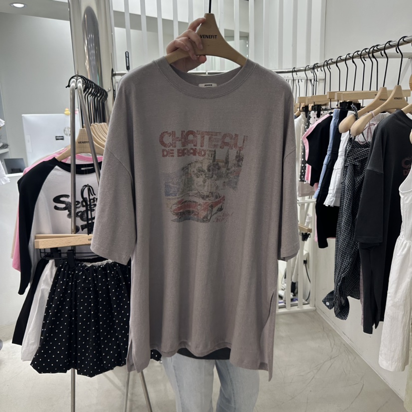 VENEFIT直郵韓國代購㊣女裝新款時尚25春夏休閑熱賣人氣T恤VENEFIT/JENNIET恤圖色2