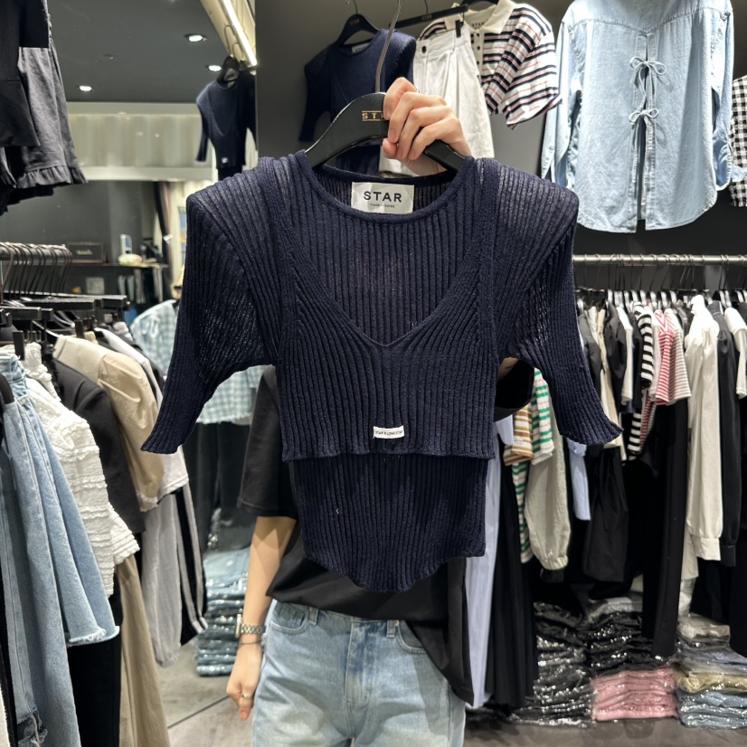 STAR-L韓國直郵㊣女裝新品25春夏推薦休閑人氣時尚針織衫雙面STAR-L針織衫圖色4