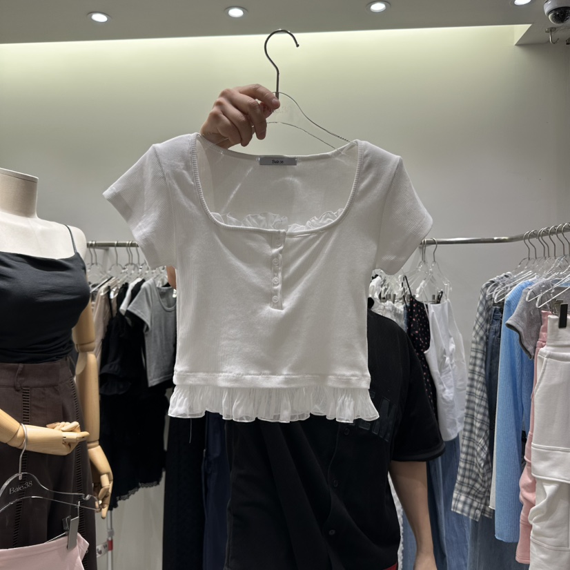 BAIE.38韓國直郵㊣東大門實拍女裝新品推薦時尚T恤荷葉邊雪紡BAIE.38T恤圖色2