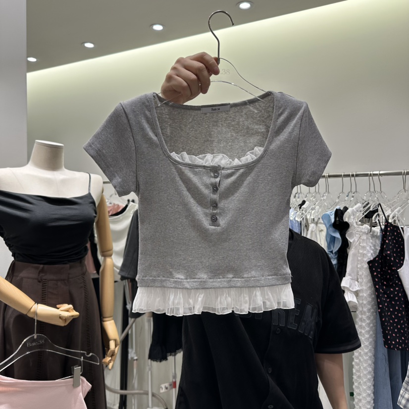 BAIE.38韓國直郵㊣東大門實拍女裝新品推薦時尚T恤荷葉邊雪紡BAIE.38T恤圖色3