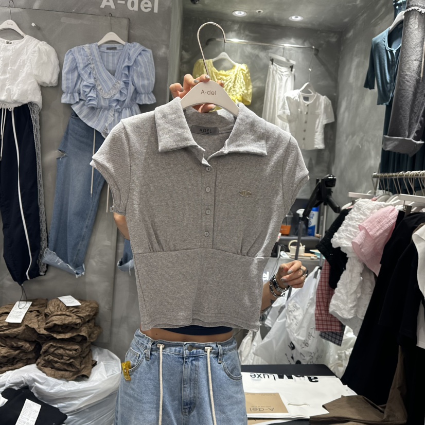 A-DEL韓國㊣直郵東大門代購女裝新品人氣熱賣時尚推薦T恤褶皺A-DELT恤