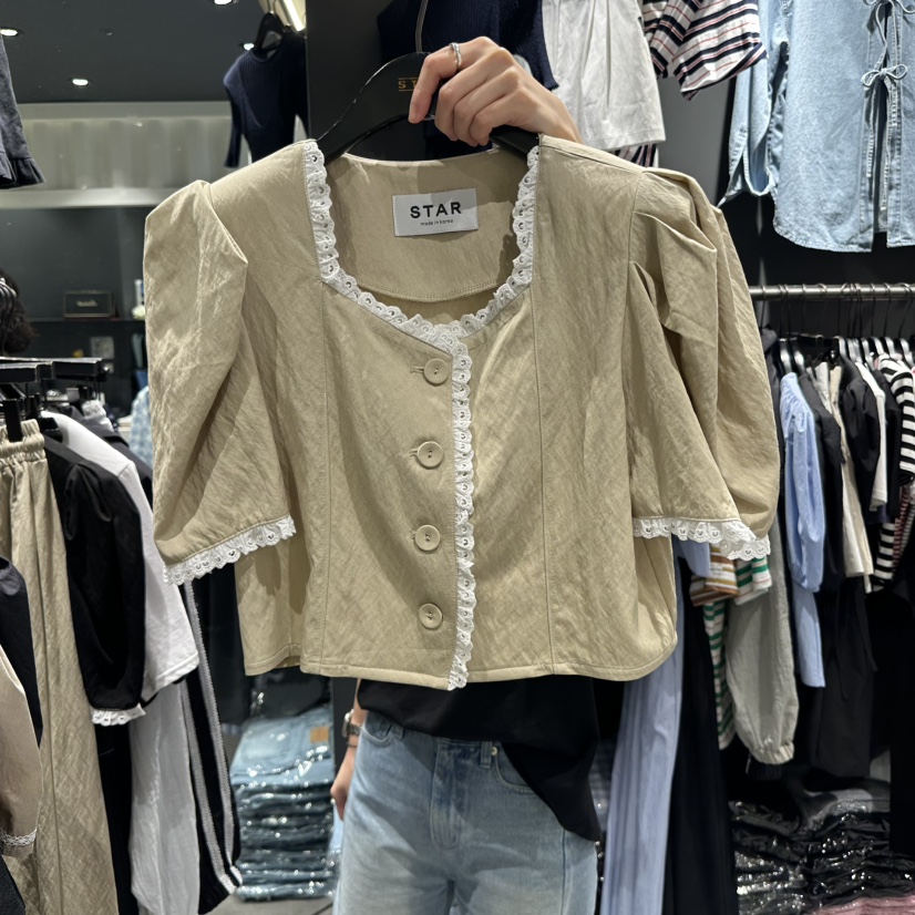 STAR-L韓國直郵㊣女裝新品時尚熱賣休閑人氣25春夏襯衫蕾絲衫STAR-L襯衫/蕾絲衫