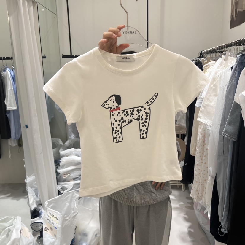 YUNBAL韓國直郵㊣東大門實拍女裝新品時尚人氣25春夏休閑T恤YUNBALT恤圖色2