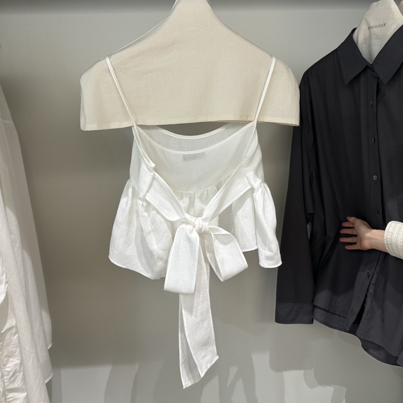 FRENCH DOOR韓國㊣直郵東大門代購女裝新款休閑吊帶背心亞麻FRENCH DOOR吊帶/背心