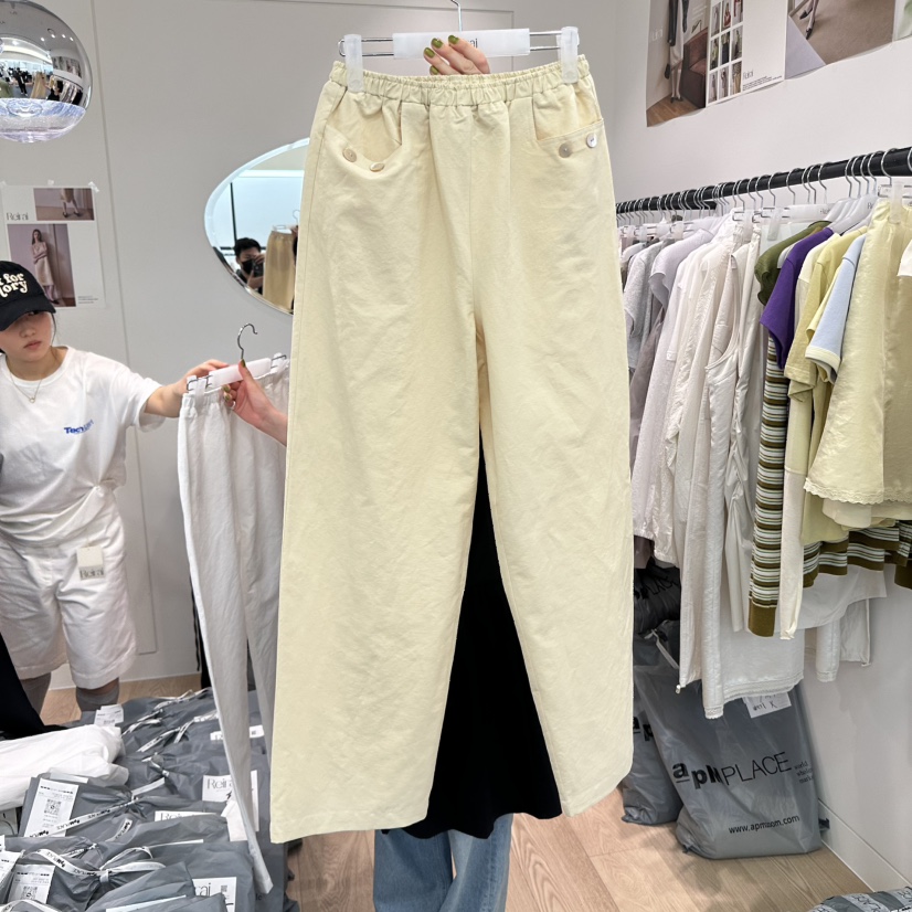 REIRAI韓國㊣直郵東大門代購女裝新款推薦休閑褲亞麻布紐扣Reirai休閑褲圖色2
