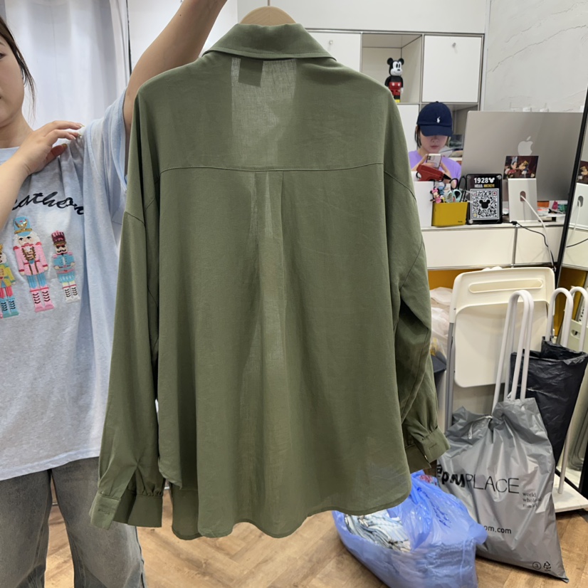 DE LINE韓國直郵㊣女裝新品熱賣休閑25春夏時尚襯衫蕾絲衫DE LINE襯衫/蕾絲衫