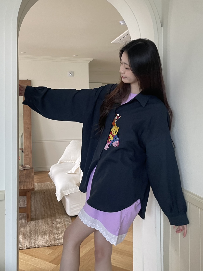 DE LINE韓國直郵㊣女裝新品熱賣休閑25春夏時尚襯衫蕾絲衫DE LINE襯衫/蕾絲衫圖色3