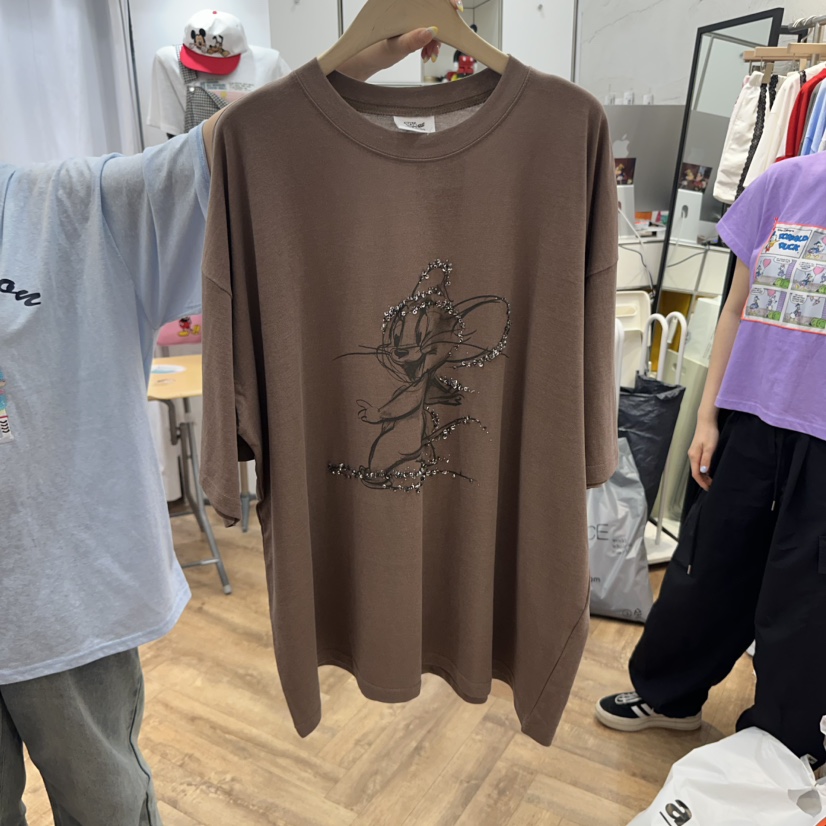 DE LINE韓國直郵㊣東大門實拍女裝新款時尚25春夏人氣休閑T恤DE LINET恤圖色2