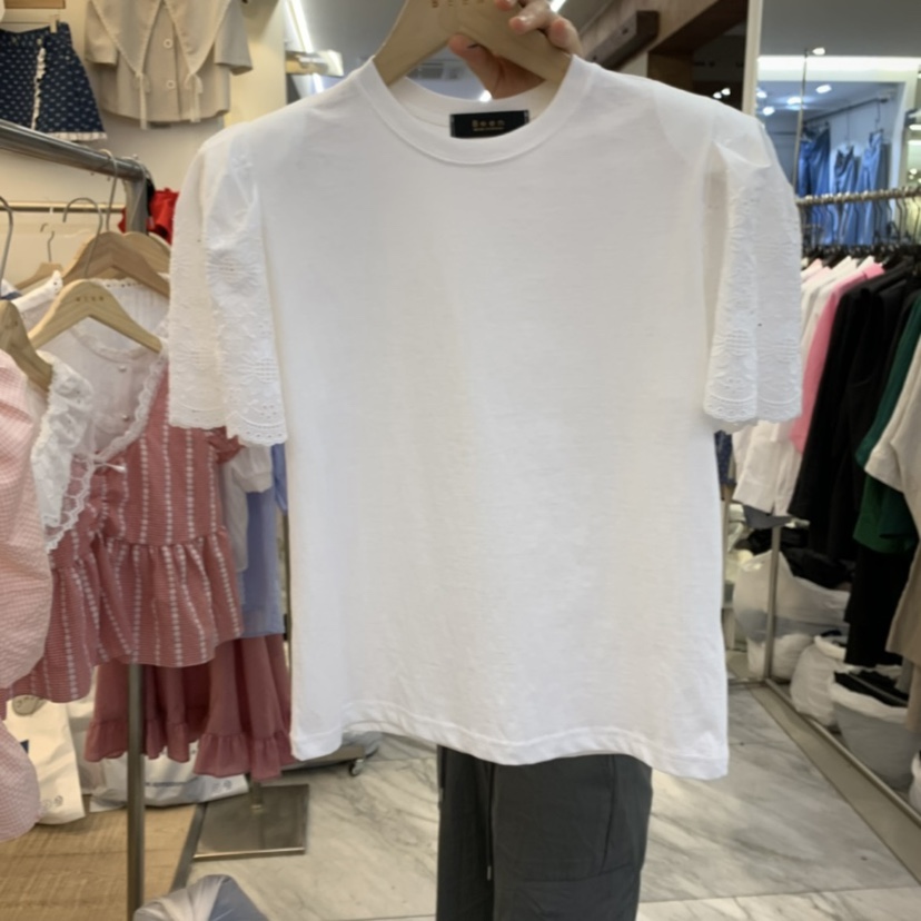 BEEN-A韓國㊣直郵東大門代購女裝新品時尚25春夏推薦T恤刺繡BEEN-AT恤圖色2
