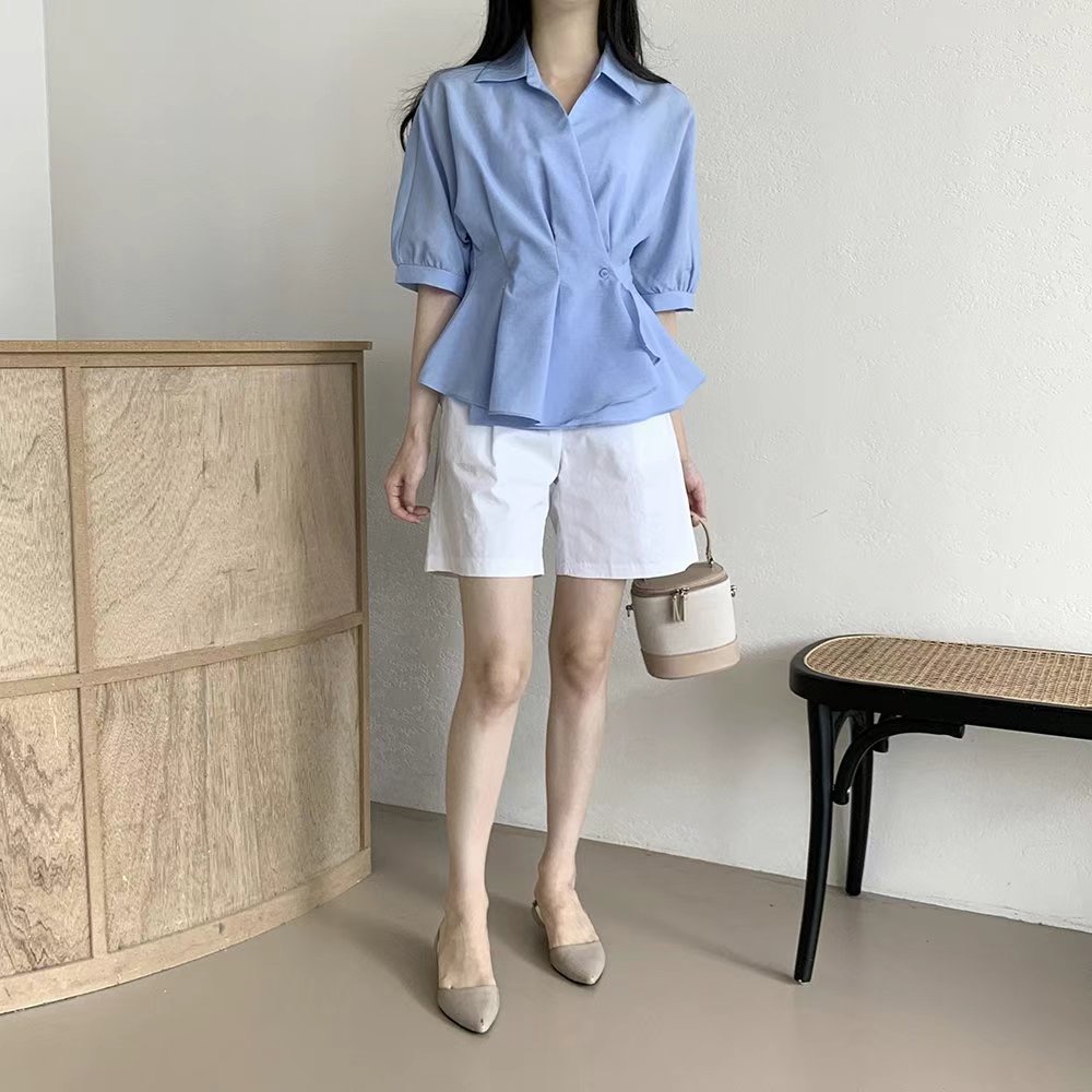 PLACE韓國㊣直郵東大門代購女裝新品休閑熱賣時尚襯衫蕾絲衫PLACE襯衫/蕾絲衫