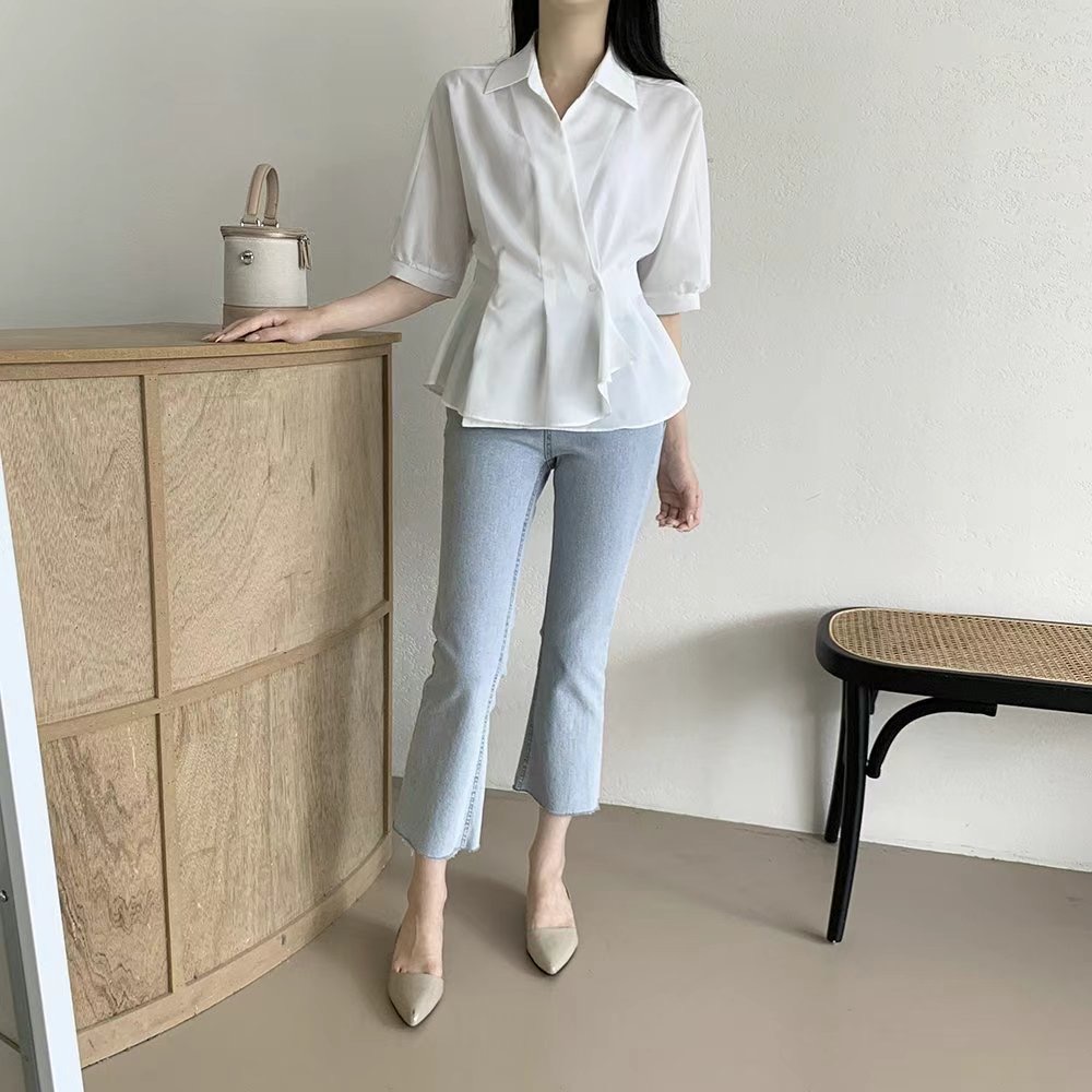 PLACE韓國㊣直郵東大門代購女裝新品休閑熱賣時尚襯衫蕾絲衫PLACE襯衫/蕾絲衫