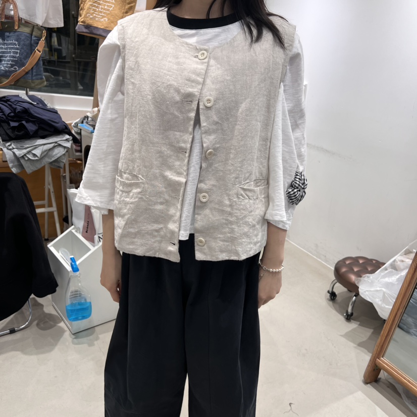 BLOOM韓國㊣直郵東大門代購女裝新款熱賣時尚馬甲不含內搭亞麻BLOOM-S馬甲圖色2