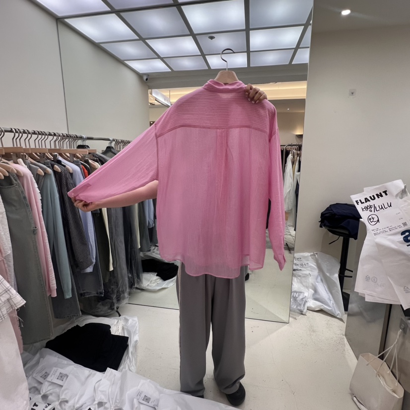 FLAUNT直郵韓國代購㊣女裝新款推薦25春夏休閑襯衫蕾絲衫天絲FLAUNT襯衫/蕾絲衫