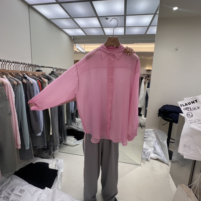 FLAUNT直郵韓國代購㊣女裝新款推薦25春夏休閑襯衫蕾絲衫天絲FLAUNT襯衫/蕾絲衫圖色2