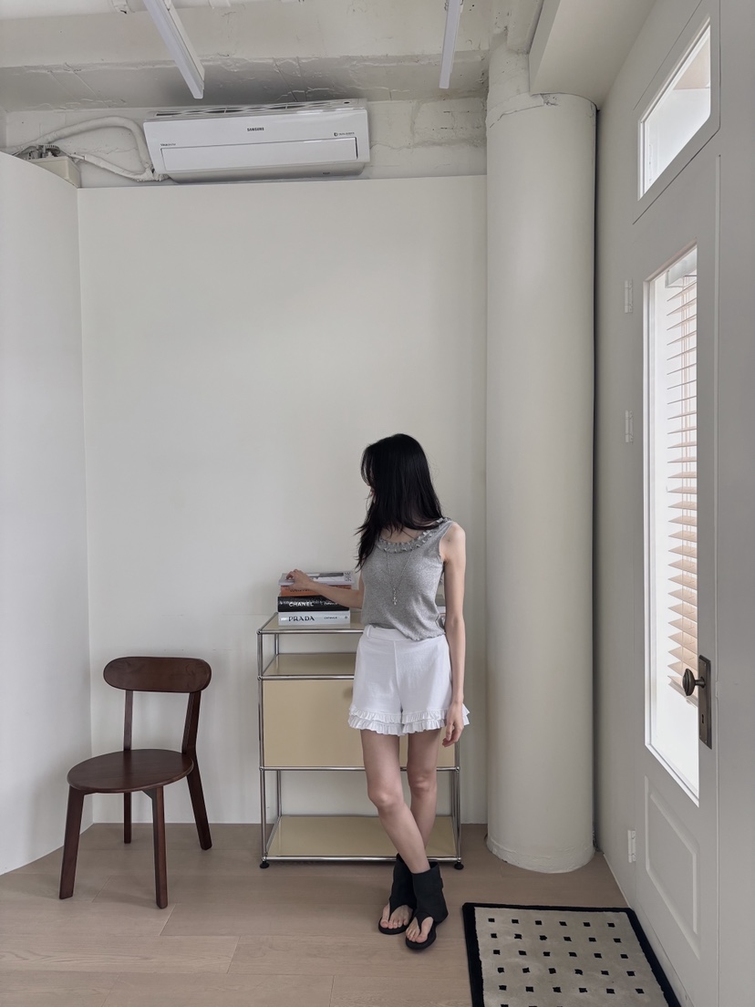PIN-UP東大門實拍女士新品推薦休閑熱賣時尚吊帶背心荷葉邊PIN-UP吊帶/背心