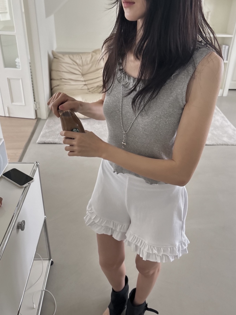 PIN-UP東大門實拍女士新品推薦休閑熱賣時尚吊帶背心荷葉邊PIN-UP吊帶/背心