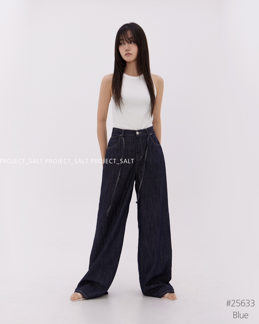 PROJECT SALT韓國代購女士新品推薦牛仔褲含腰繩PROJECTSALT牛仔褲
