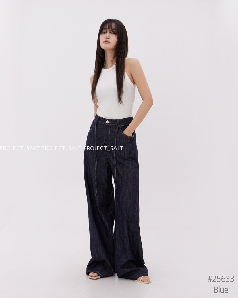 PROJECT SALT韓國代購女士新品推薦牛仔褲含腰繩PROJECTSALT牛仔褲