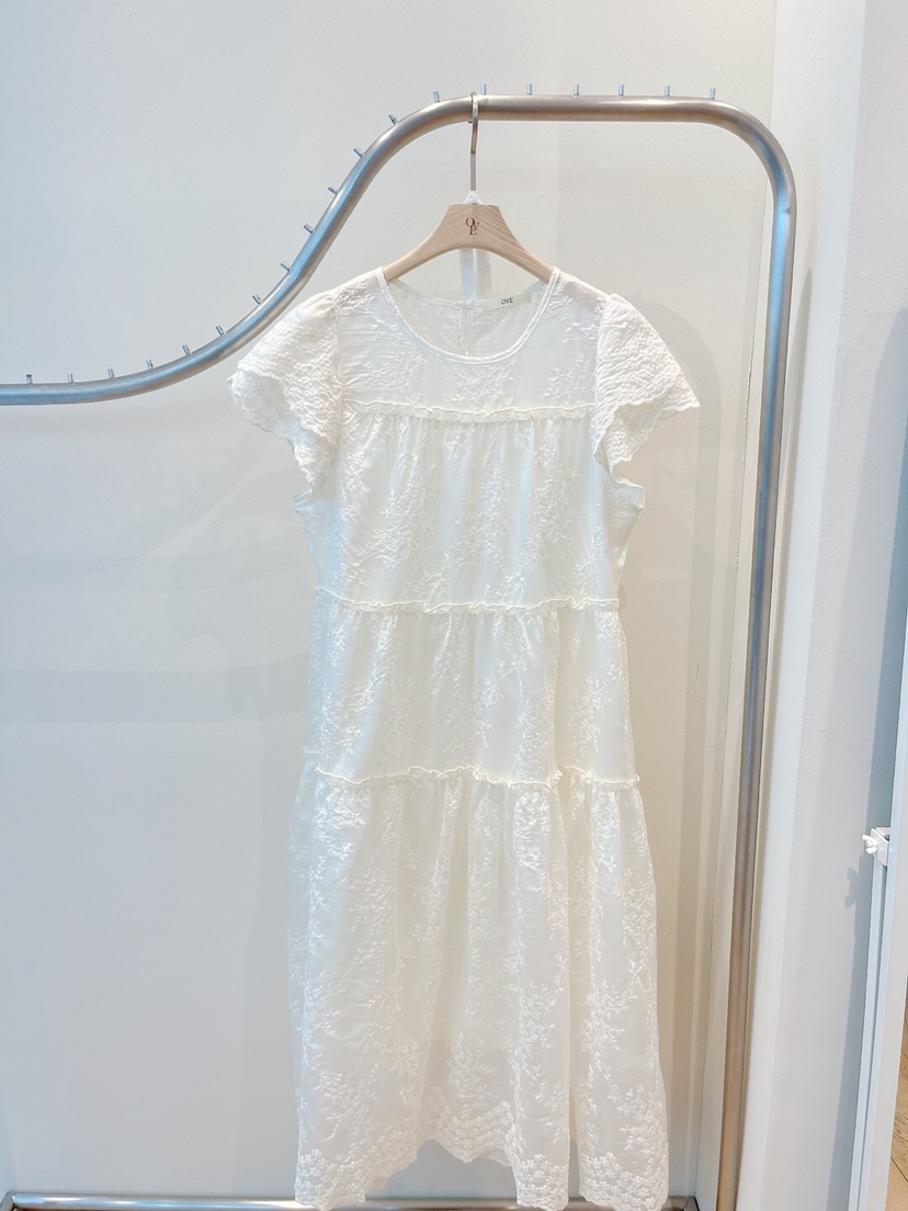 OVE韓國直郵女裝新款真品推薦熱賣職業25春夏休閑連衣裙刺繡OVE連衣裙