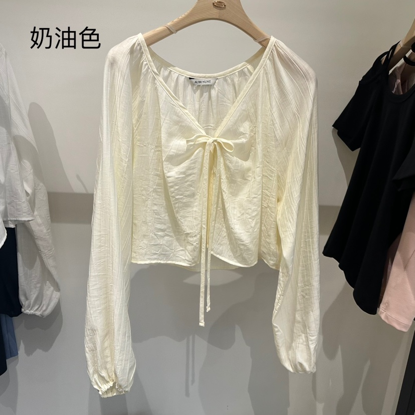 aube nunt東大門實拍女士新款熱賣時尚25春夏襯衫蕾絲衫開襟衫aube nunt襯衫/蕾絲衫圖色2