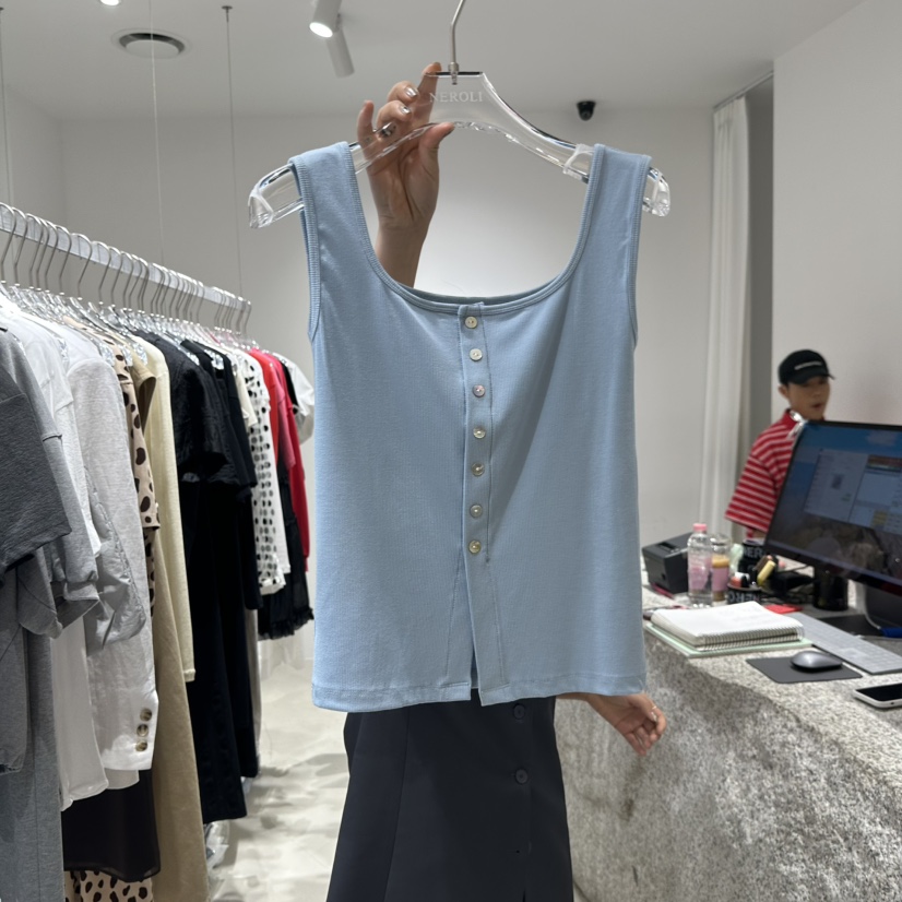 NEROLI 36東大門實拍女士新款真品時尚推薦休閑吊帶背心紐扣NEROLI 36吊帶/背心圖色1