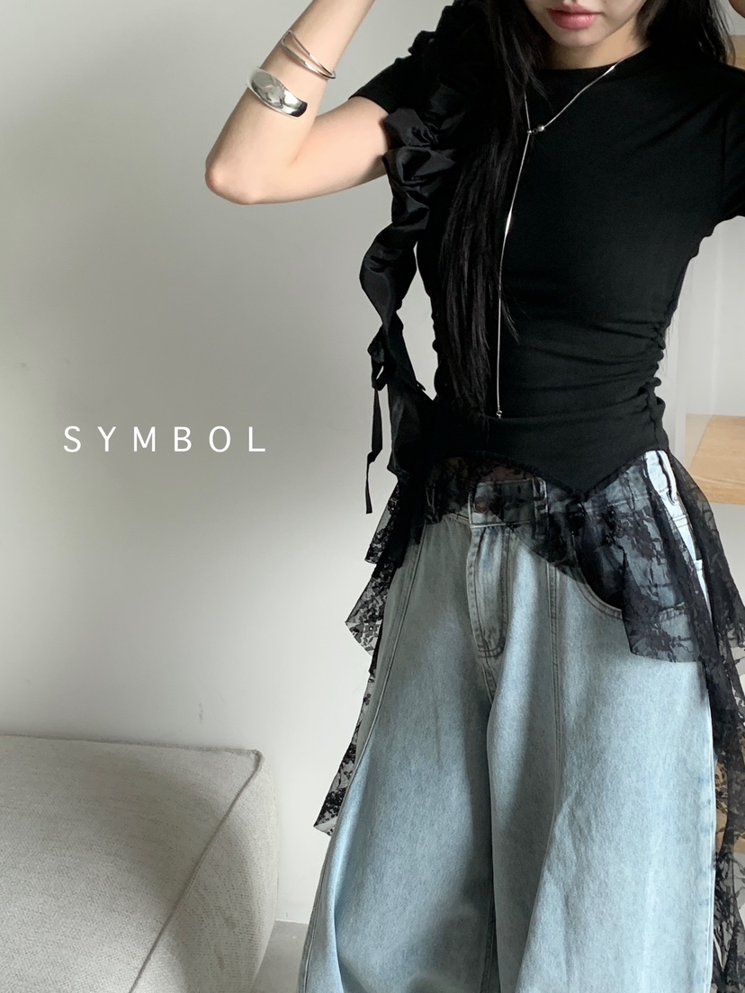 SYMBOL韓國㊣直郵東大門代購女裝新品25春夏熱賣時尚休閑T恤SYMBOLT恤