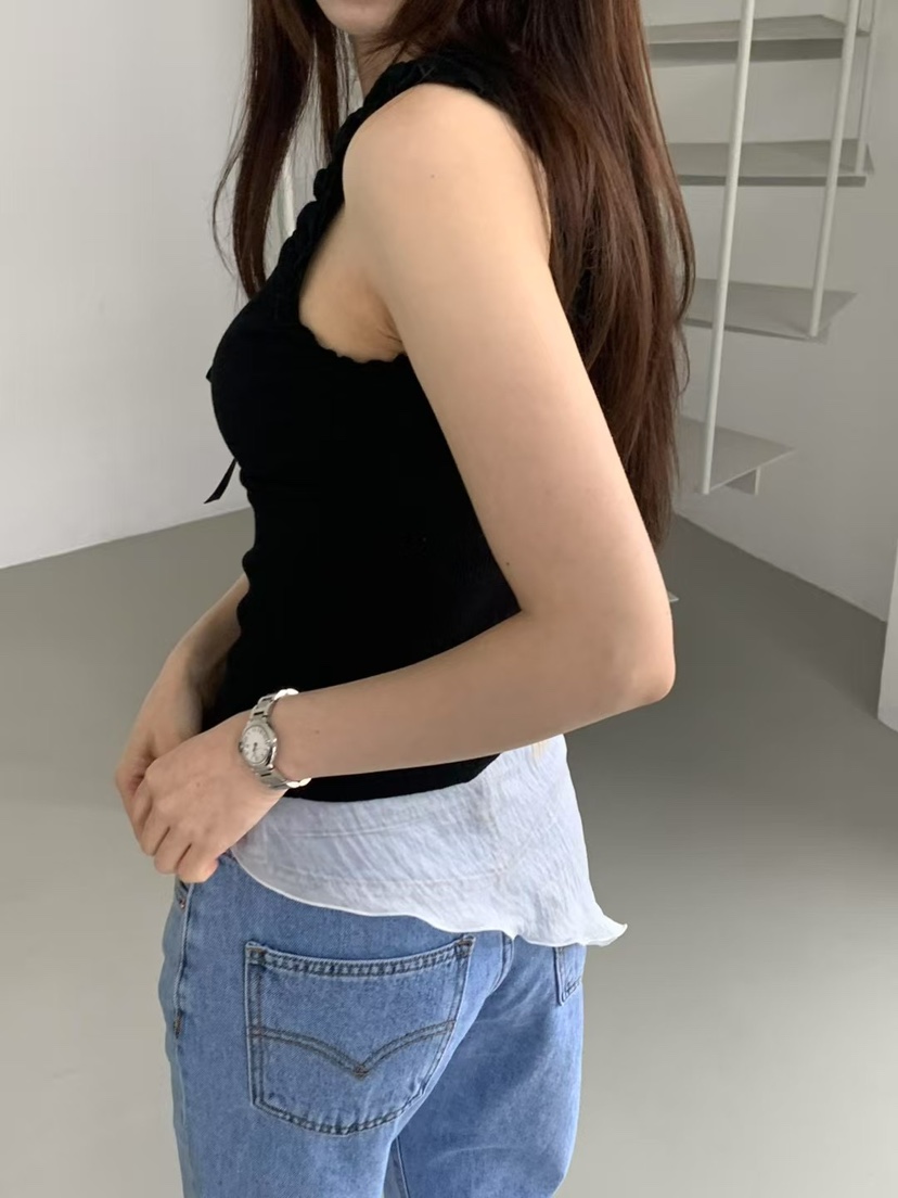 TAF東大門實拍女士新品職業真品25春夏人氣熱賣吊帶背心荷葉邊TAF吊帶/背心
