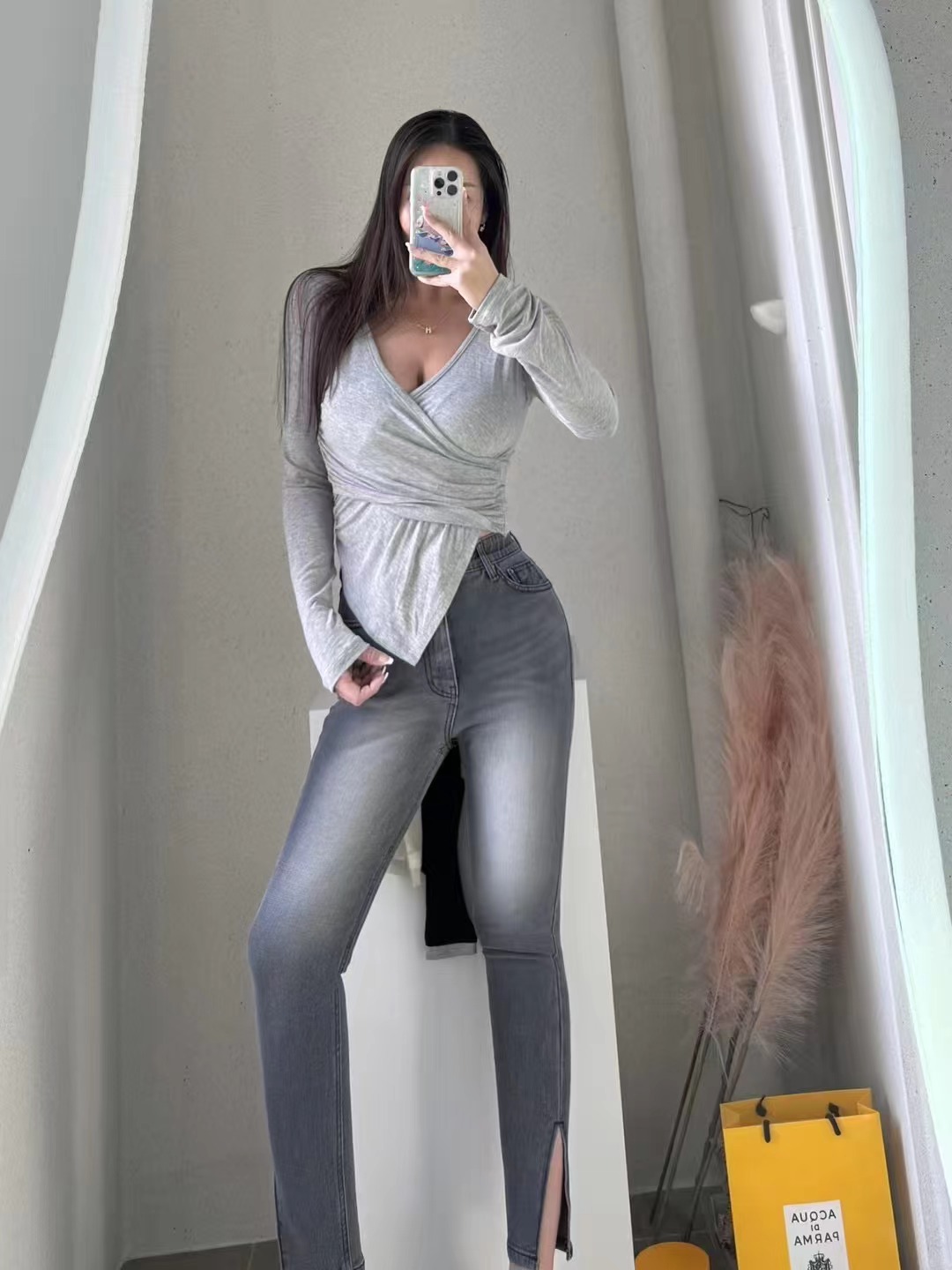LOG MYSELF東大門直郵女士新款熱賣職業休閑時尚25春夏牛仔褲LOG MYSELF牛仔褲