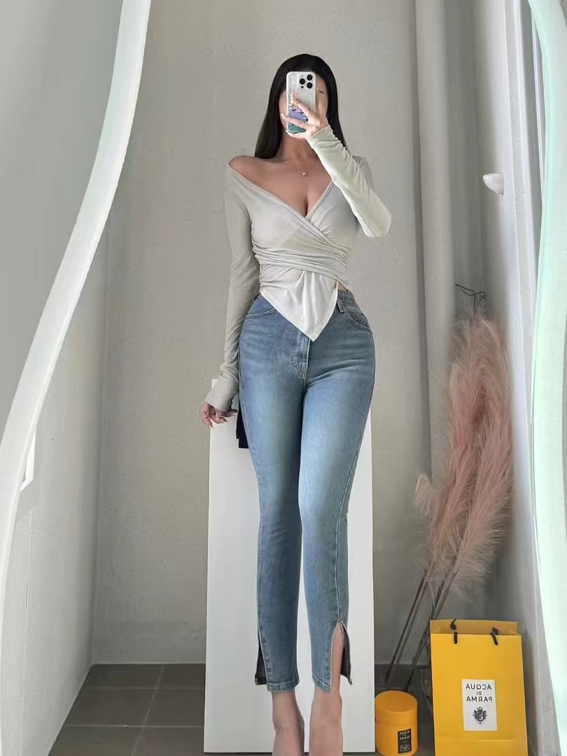 LOG MYSELF東大門直郵女士新款熱賣職業休閑時尚25春夏牛仔褲LOG MYSELF牛仔褲
