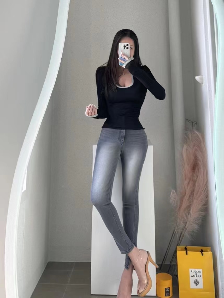 LOG MYSELF東大門直郵女士新款熱賣職業休閑時尚25春夏牛仔褲LOG MYSELF牛仔褲