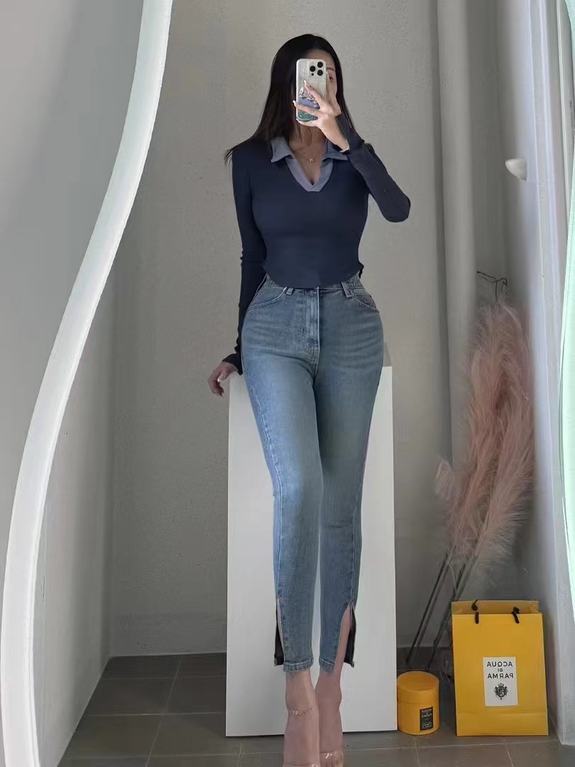 LOG MYSELF東大門直郵女士新款熱賣職業休閑時尚25春夏牛仔褲LOG MYSELF牛仔褲圖色2