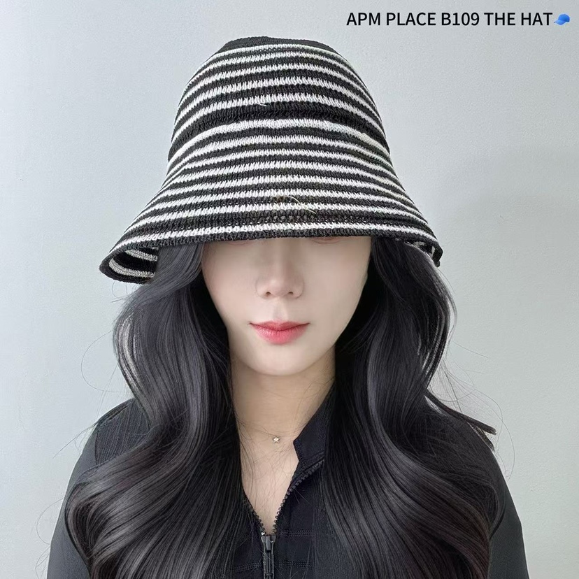 THE HAT-P韓國代購女裝新款推薦時尚真品25春夏帽子漁夫帽條紋THE HAT帽子圖色1