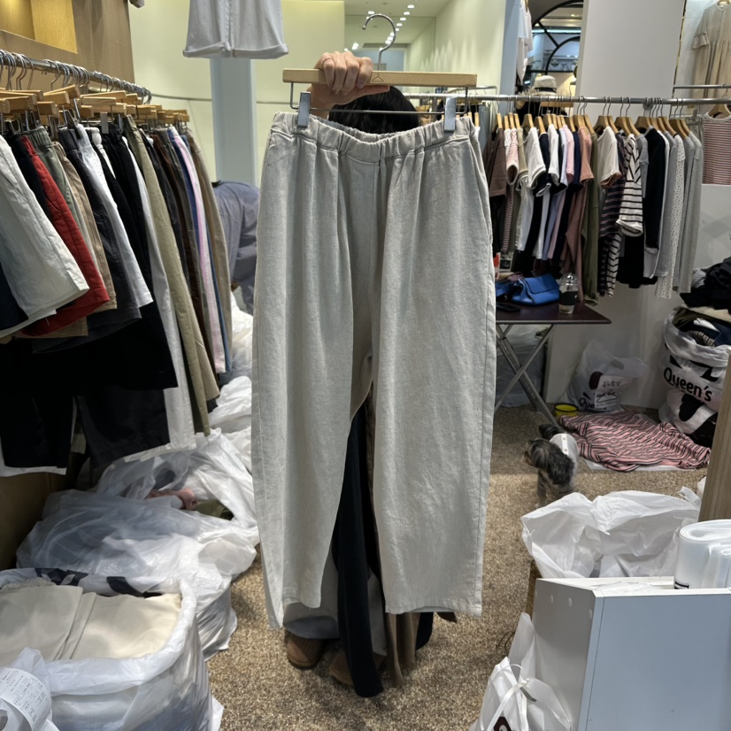 OTGEULY韓國代購女裝新品休閑時尚真品職業熱賣25春夏休閑褲亞麻OTGEULY/衣架牌休閑褲圖色2
