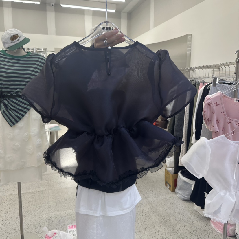 SAEGGAM韓國代購女士新款25春夏人氣職業熱賣真品襯衫蕾絲衫SAEGGAM襯衫/蕾絲衫