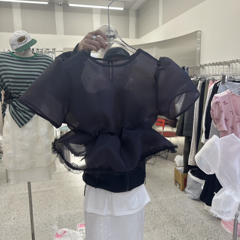 SAEGGAM韓國代購女士新款25春夏人氣職業熱賣真品襯衫蕾絲衫SAEGGAM襯衫/蕾絲衫圖色2